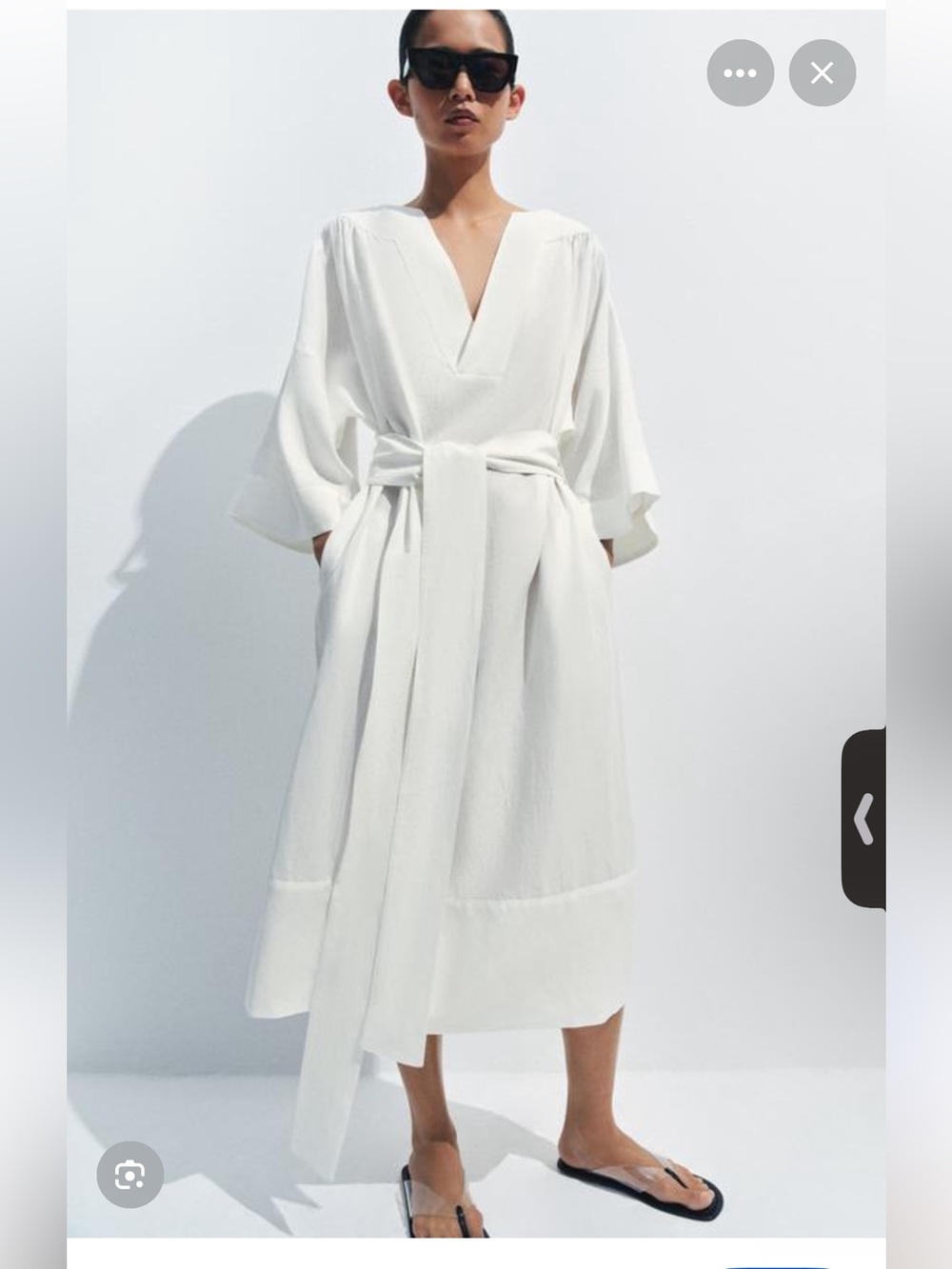Zara White Midi Tunic Skirt with Self Tie Belt